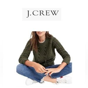J. Crew Olive Green Cable Knit Sweater
